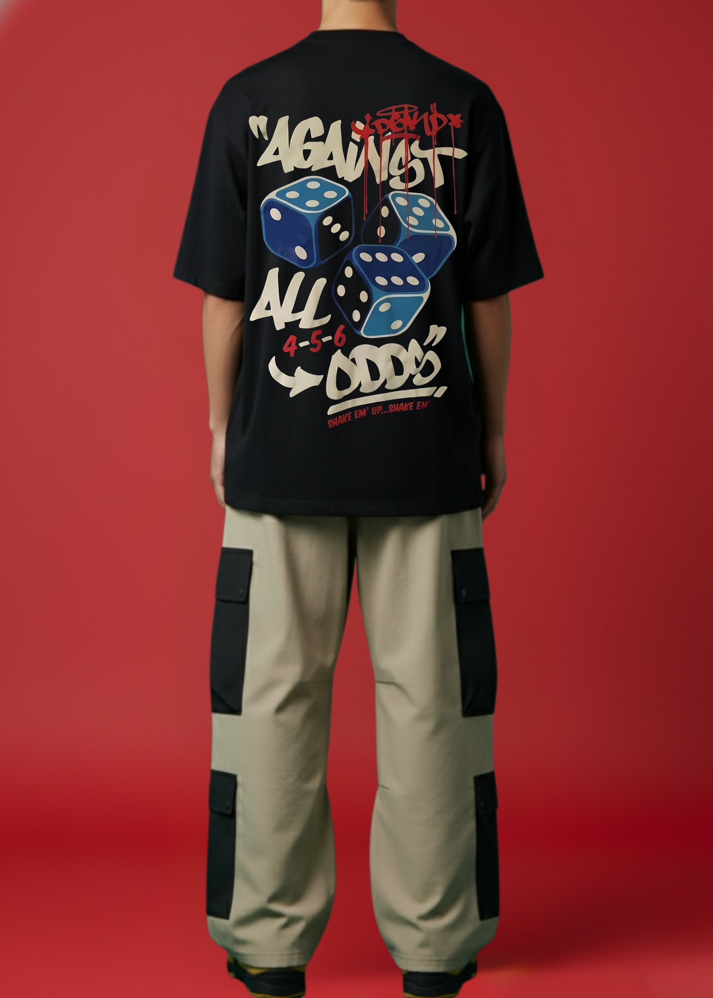 Baggy Beige Cargo with Black Dropshouder Tee