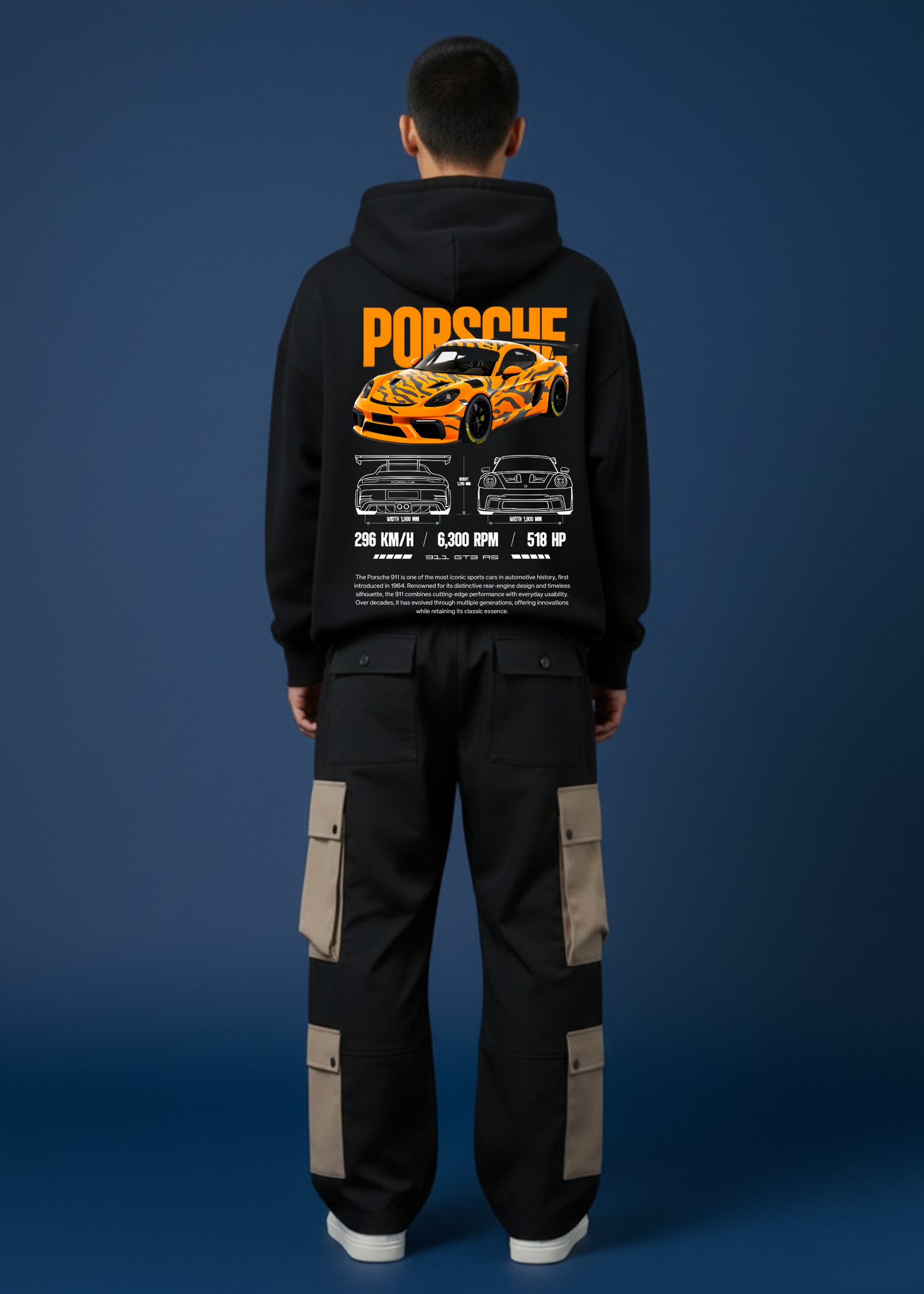 Black Oversized Hoodie with Baggy Cargo