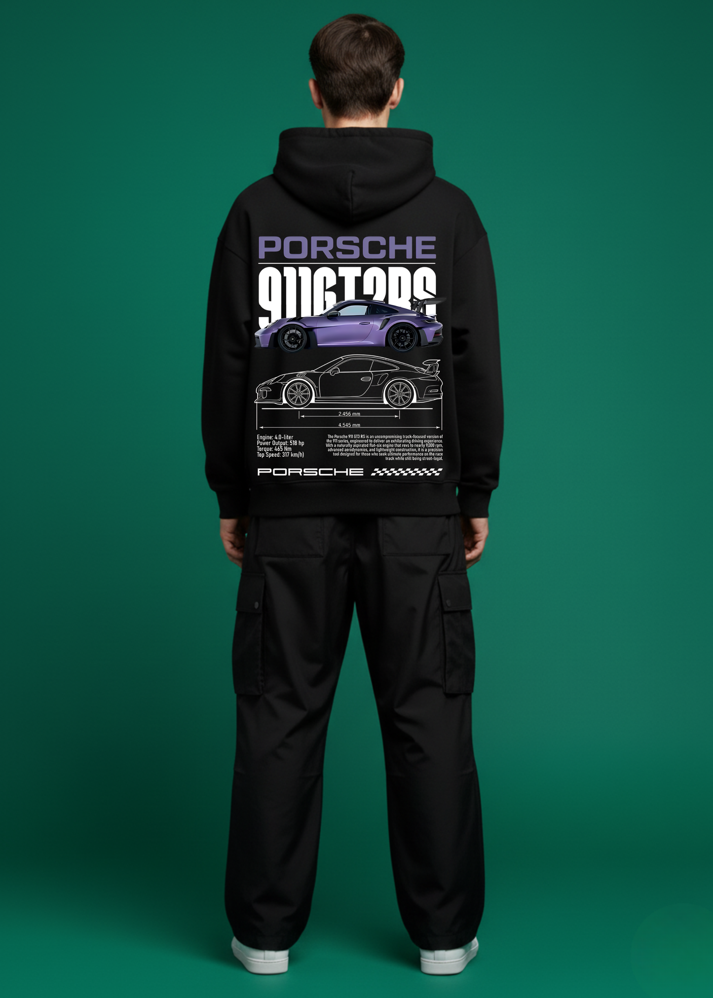 Genz Black Baggy and Oversized Hoodie Set
