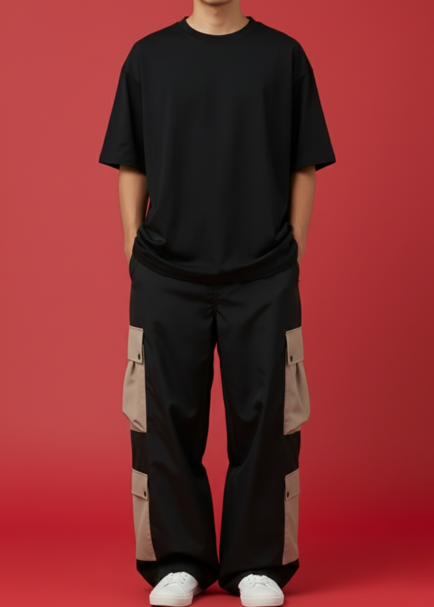Graphic Tee With Baggy Black Cargo