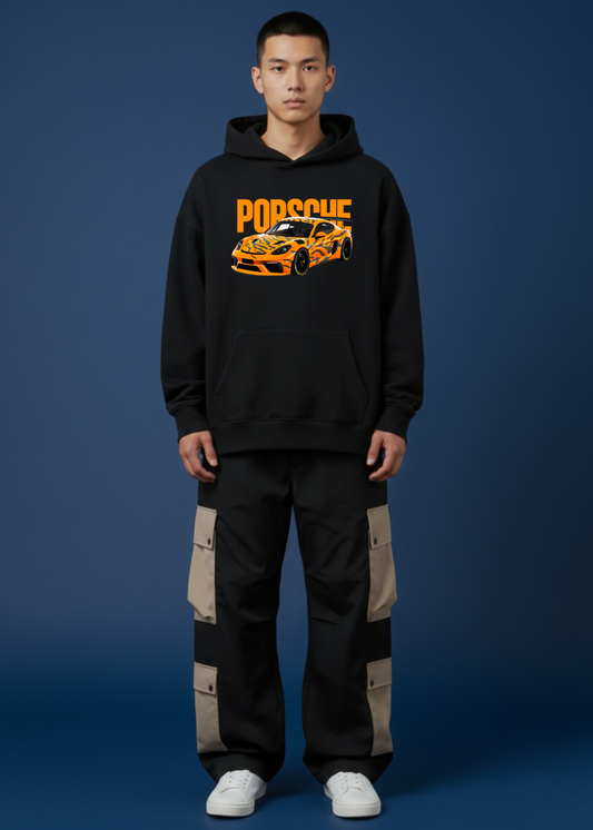 Black Oversized Hoodie with Baggy Cargo