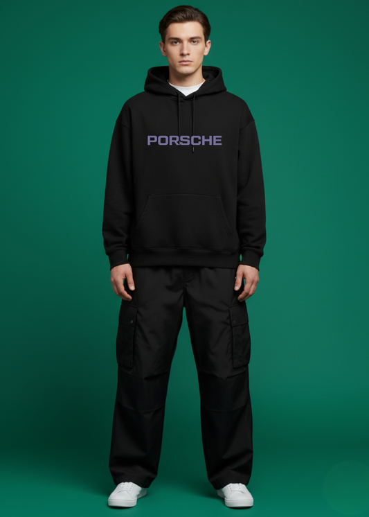 Genz Black Baggy and Oversized Hoodie Set
