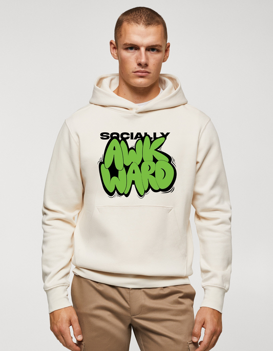 Stylish Awkward Vibes Graphic Hoodie for Men