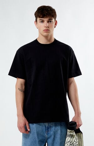 Black Plain Drop Shoulder Tee